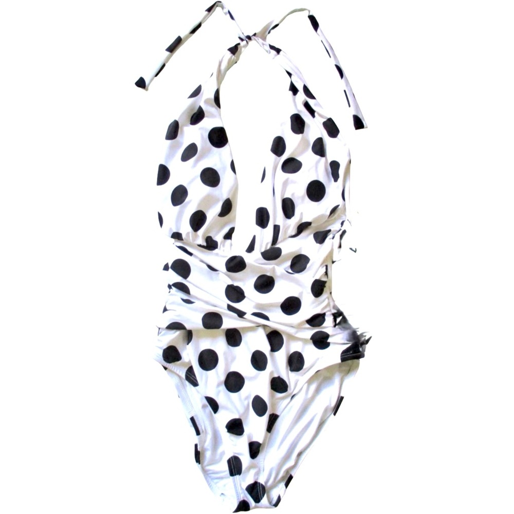 La Blanca Classic One Piece in Black and White Dots Sz 2
